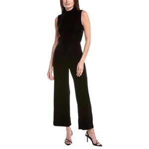 Black Velvet Sleeveless Jumpsuit with Open Back